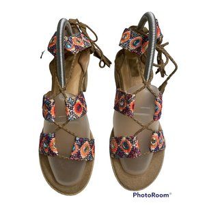 Forever 21 Sandals Size 7 Boho Multicolor Open Toe Strappy NEW